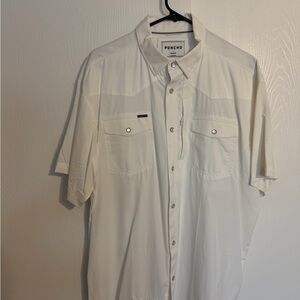 Men's White Short Sleeve Poncho Shirt